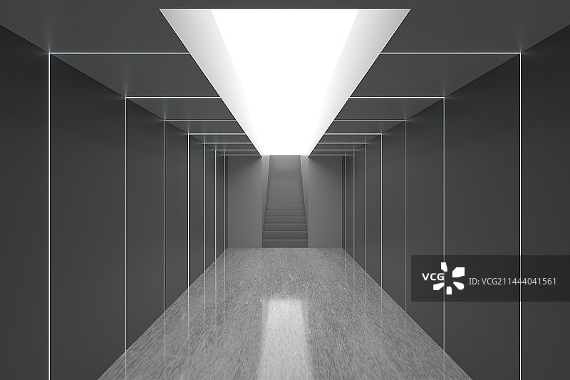 3D白色现代建筑室内空间设计背景图片素材