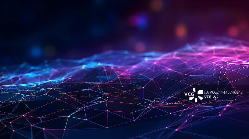 【AI数字艺术】数码科技蓝紫色未来线条抽象图形海报网页PPT背景图片素材