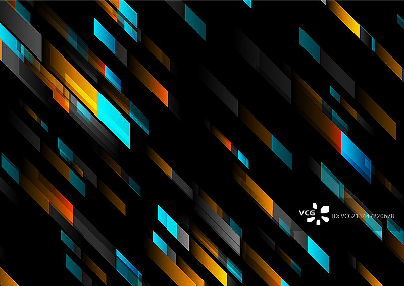 黑、蓝、橙几何技术抽象图片素材