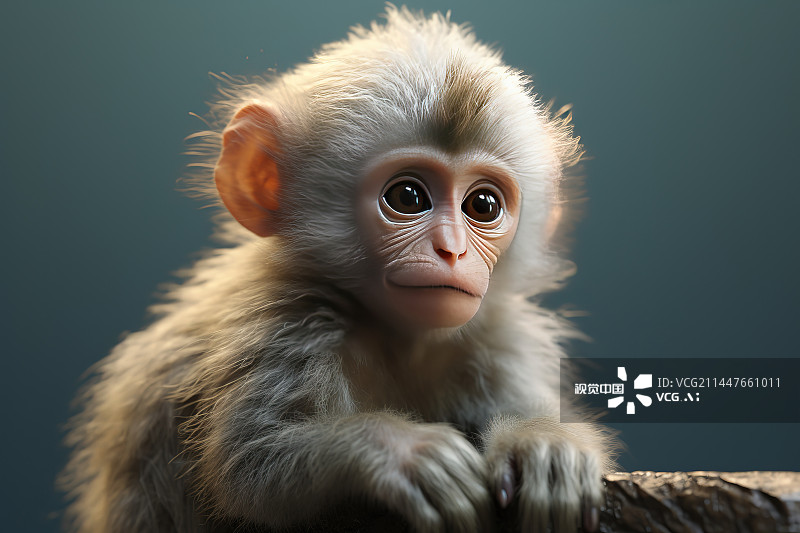 【AI数字艺术】黑色背景下的猴子特写镜头图片素材