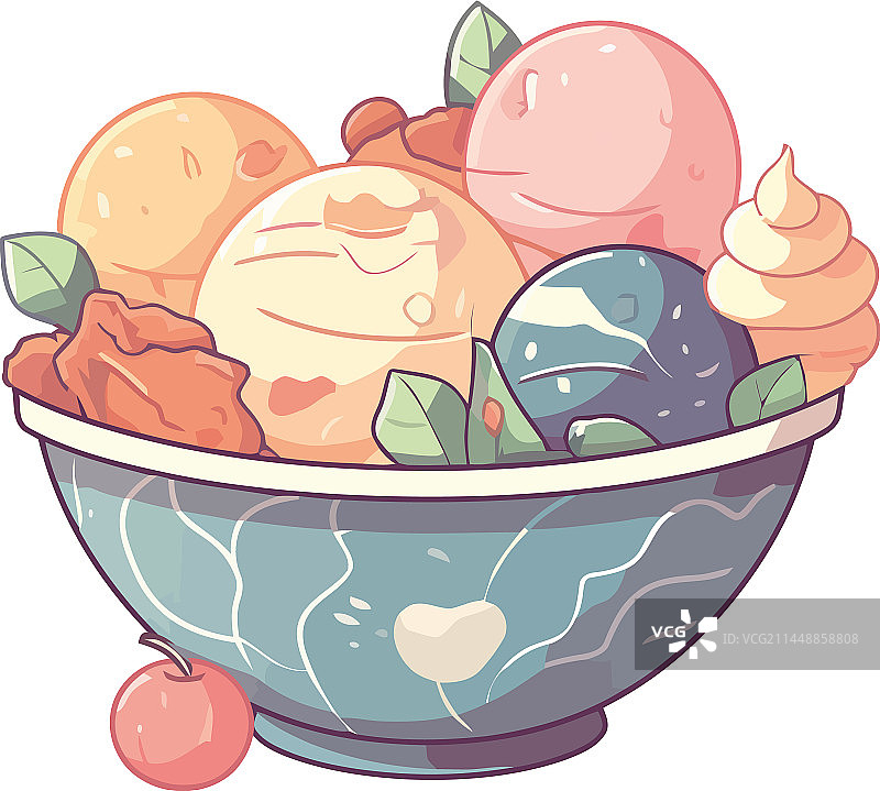 甜冰淇淋碗甜点图标图片素材