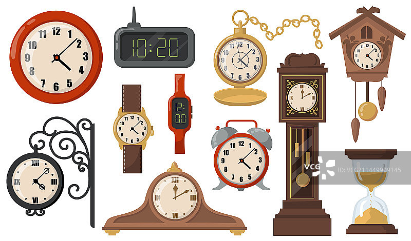 现代或复古的机械和电子钟图片素材