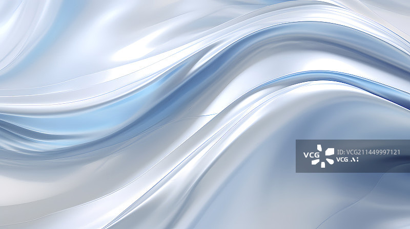 【AI数字艺术】数码科技白银色波浪曲线抽象图形海报网页PPT背景图片素材