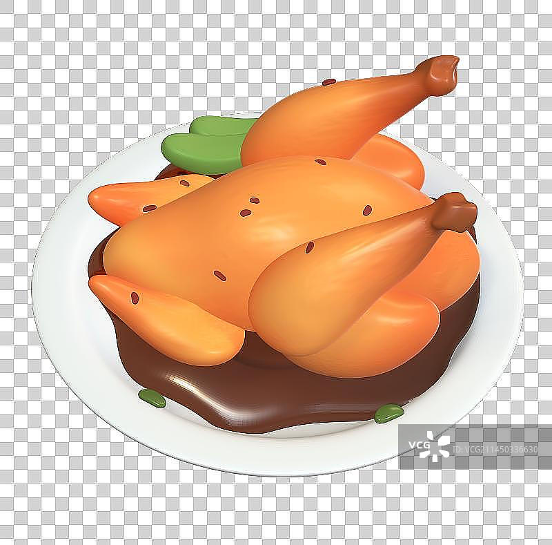 烤鸡3D插画元素图片素材