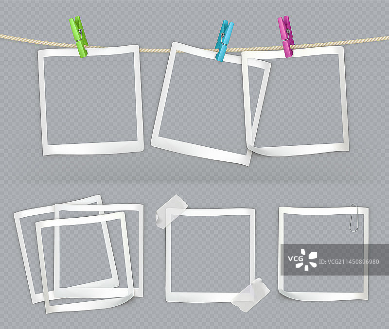 纸框架与透明3d现实设置图片素材