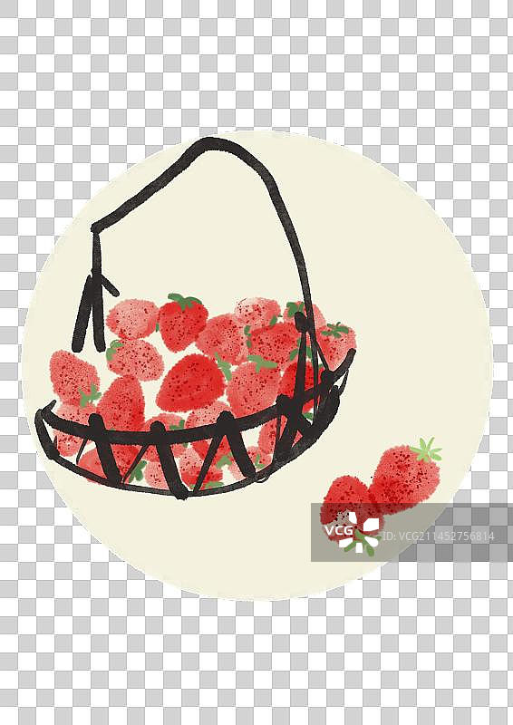 二十四节气水墨水果元素-惊蛰草莓图片素材