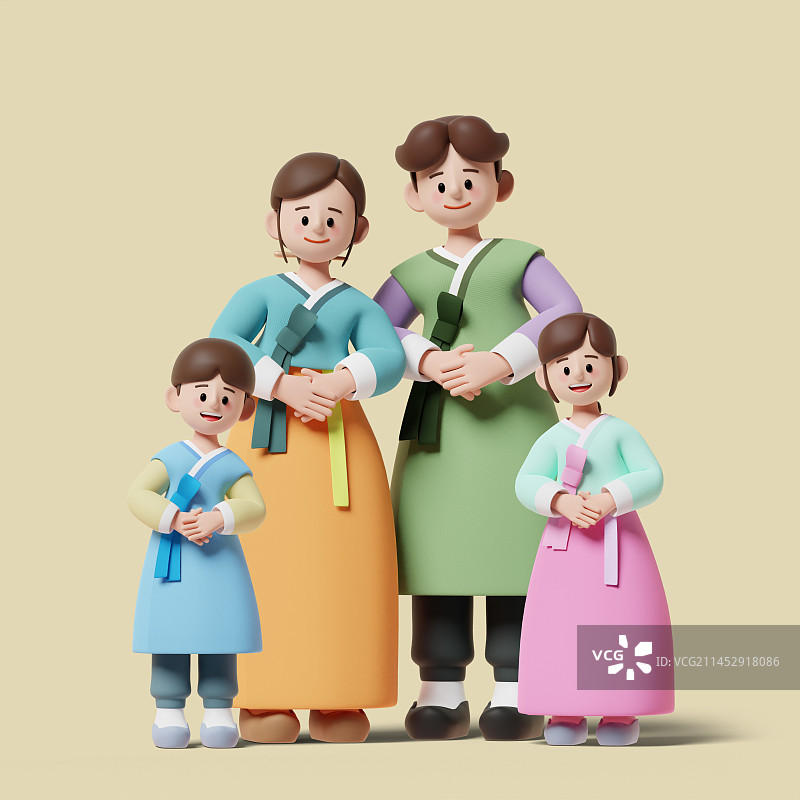 3D家庭角色概念假期，中秋节，纪念日图片素材