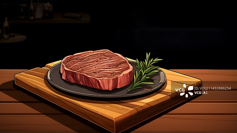 【AI数字艺术】美味牛排插画图片素材