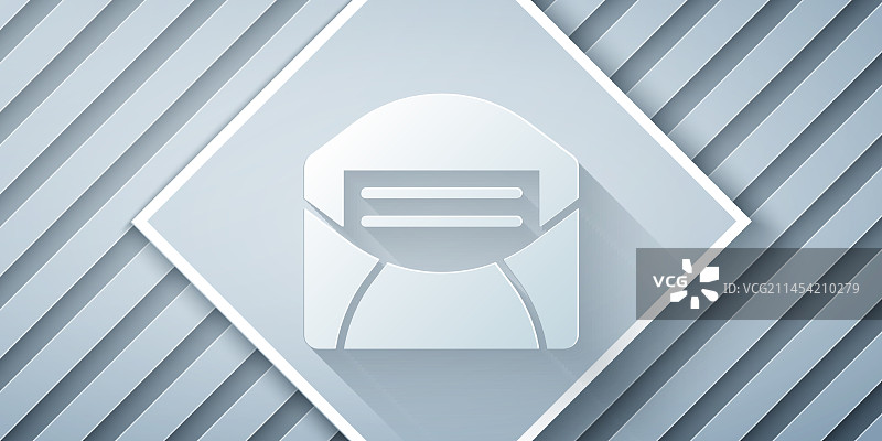 剪纸邮件和电子邮件图标隔离在灰色图片素材