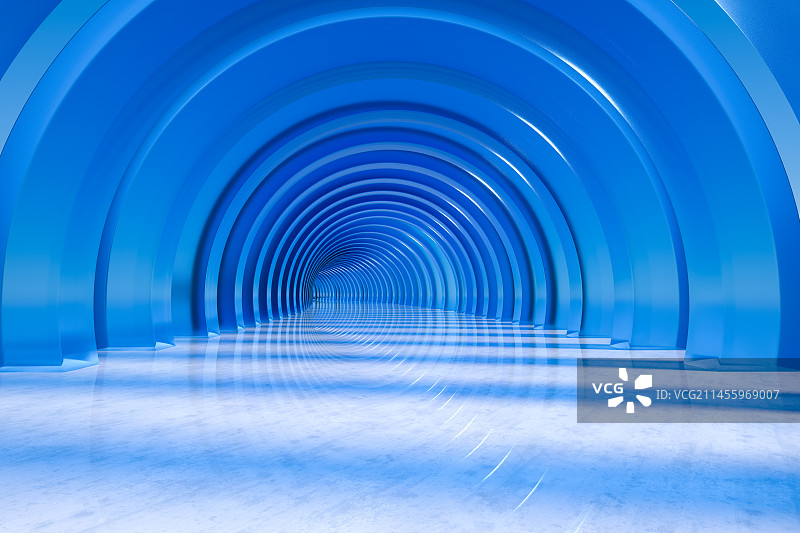 玻璃建筑隧道空间背景3D渲染图片素材