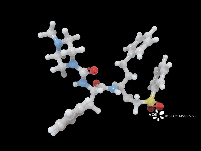 K777半胱氨酸蛋白酶抑制剂，分子模型图片素材