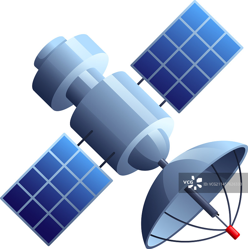太空卫星卡通图标与太阳能航天飞机图片素材