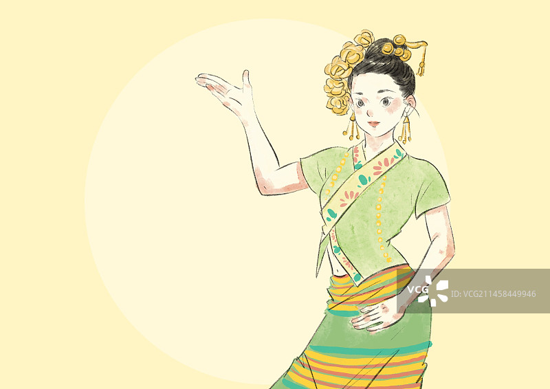 五十六民族插画-傣族图片素材