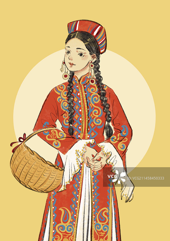 五十六民族插画-乌兹别克族图片素材