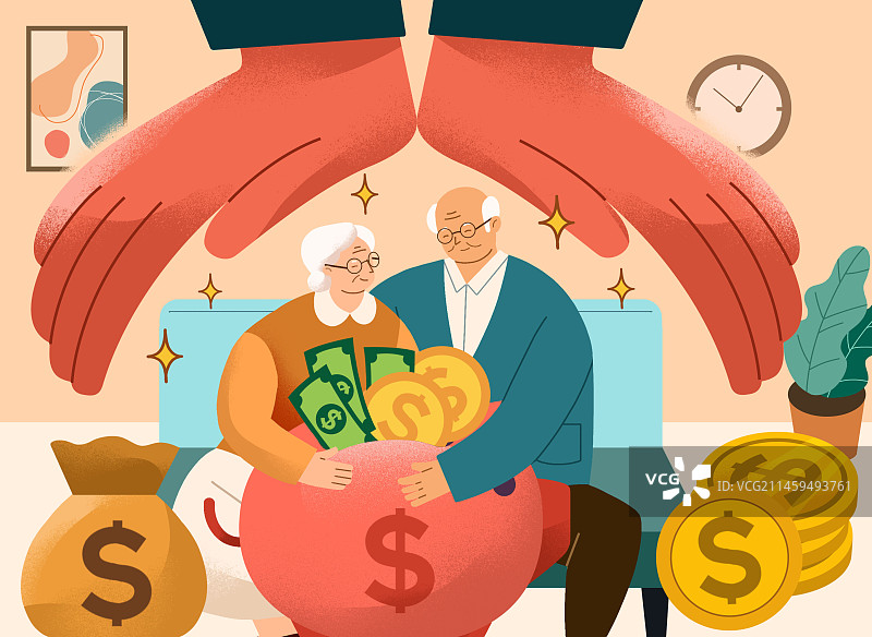 养老金保障金融现财概念插画图片素材