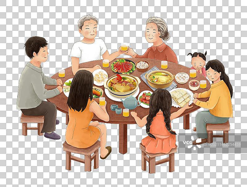 传统年俗大年三十年夜饭 家庭聚餐图片素材