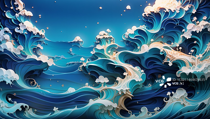 【AI数字艺术】波浪纹理浮雕风格背景图图片素材