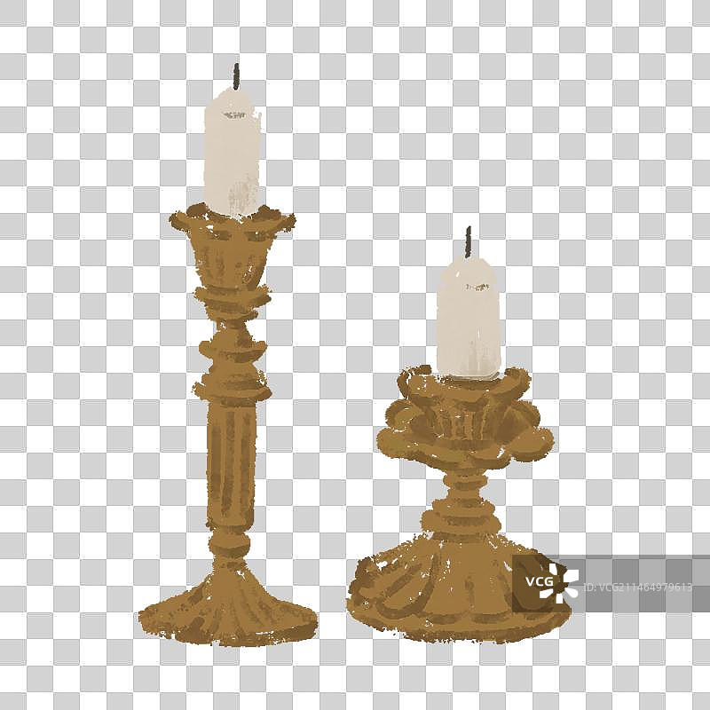 复古蜡烛金属烛台图片素材