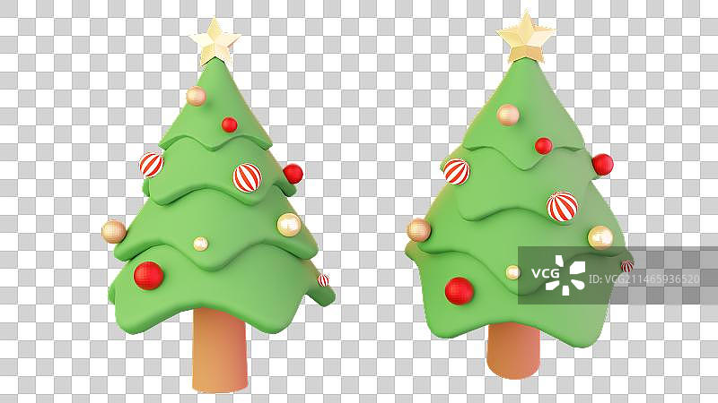 3d渲染的挂满彩球的圣诞树图片素材