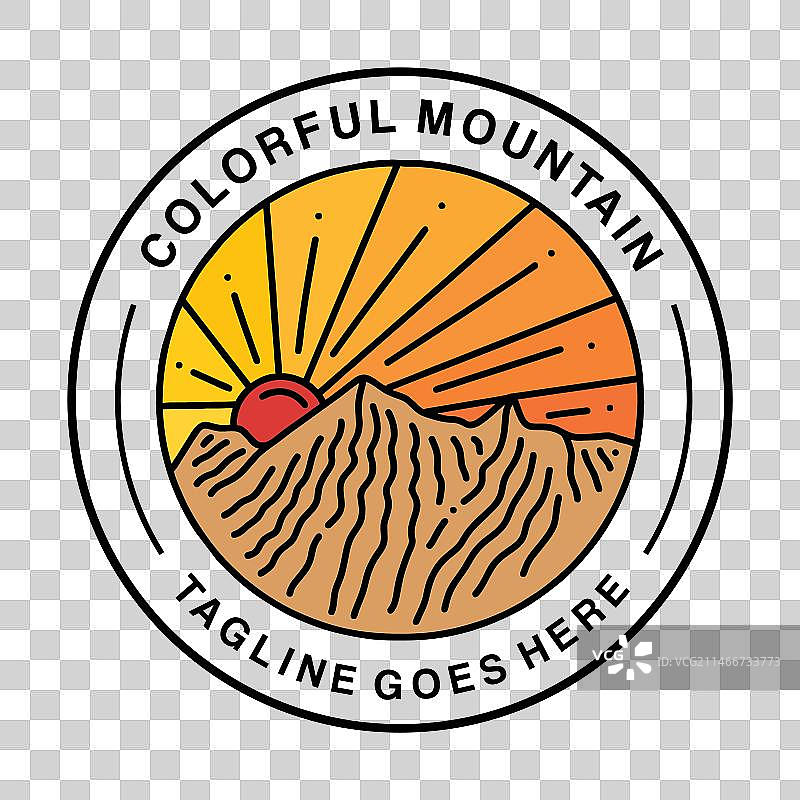 彩色山标志图形设计徽章图片素材