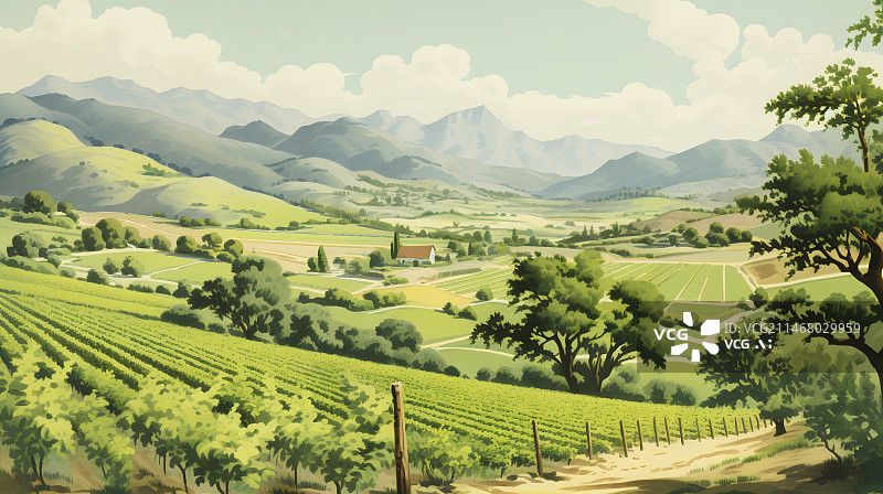 【AI数字艺术】AIGC:绿色的田园生活 农田 户外风景 背景 农业 二十四节气图片素材