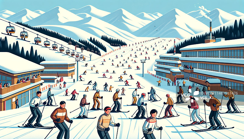 【AI数字艺术】冬季滑雪运动，滑雪运动图片素材