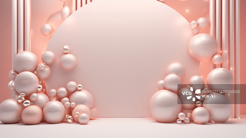 【AI数字艺术】带气球的拱门，派对装饰，照片墙装饰空间场景图片素材