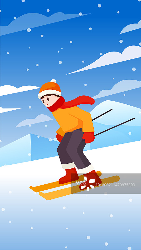 冬日滑雪插画图片素材