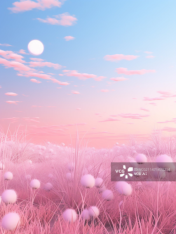 【AI数字艺术】唯美梦幻粉紫色的芦苇图片素材