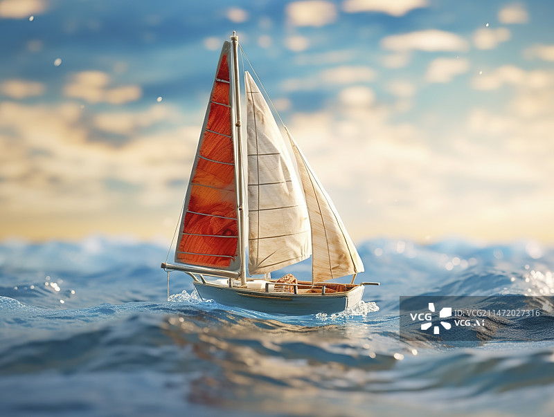 【AI数字艺术】微观世界的小帆船图片素材