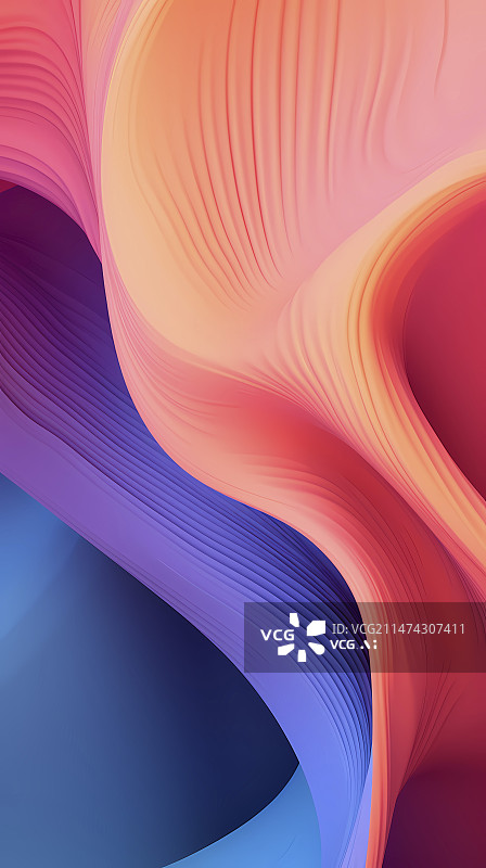 【AI数字艺术】数码彩虹波浪线条抽象图形海报背景图片素材