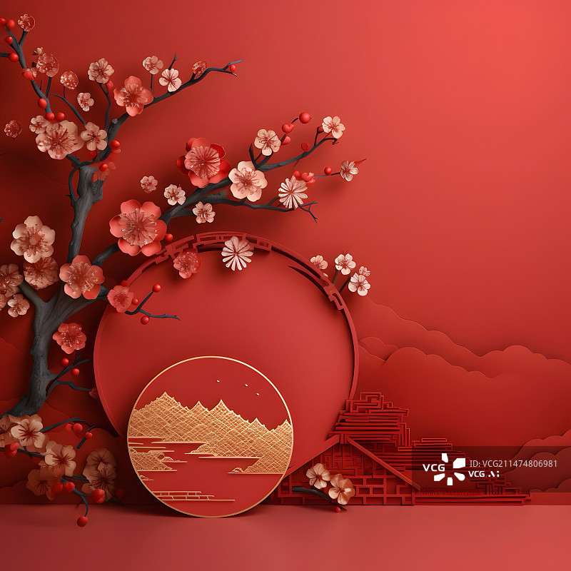 【AI数字艺术】中国风春节背景图片素材
