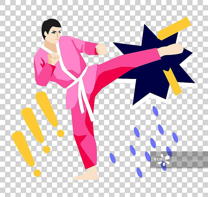 跆拳道拳手在keikogi -现代色彩图片素材