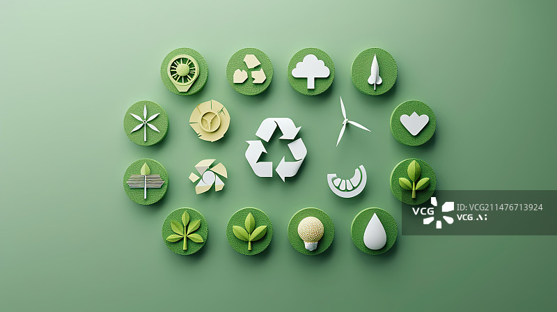 【AI数字艺术】无限大可回收循环利用绿色环保标志图片素材