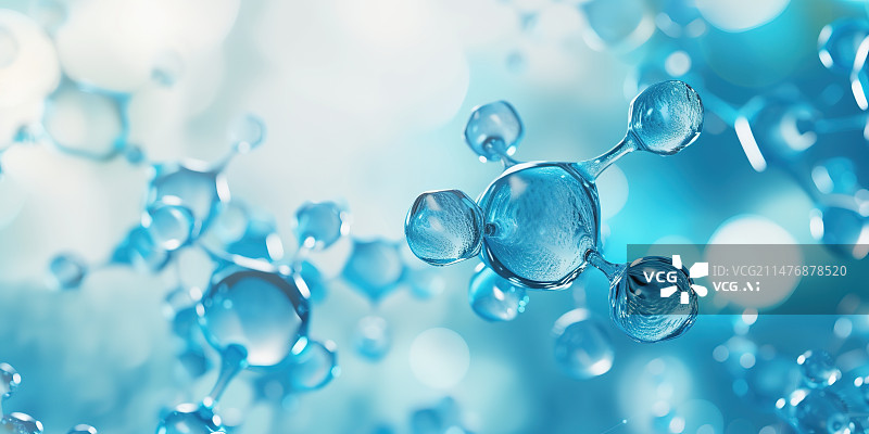 【AI数字艺术】蓝色的水分子图片素材