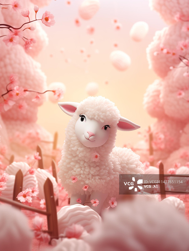 【AI数字艺术】可爱小羊插画图片素材