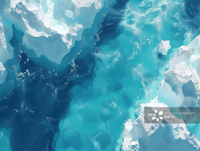 【AI数字艺术】航拍视角下的纯净冰山和浮冰图片素材