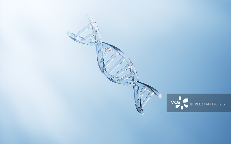 透明分子与DNA生物基因概念3D插画图片素材