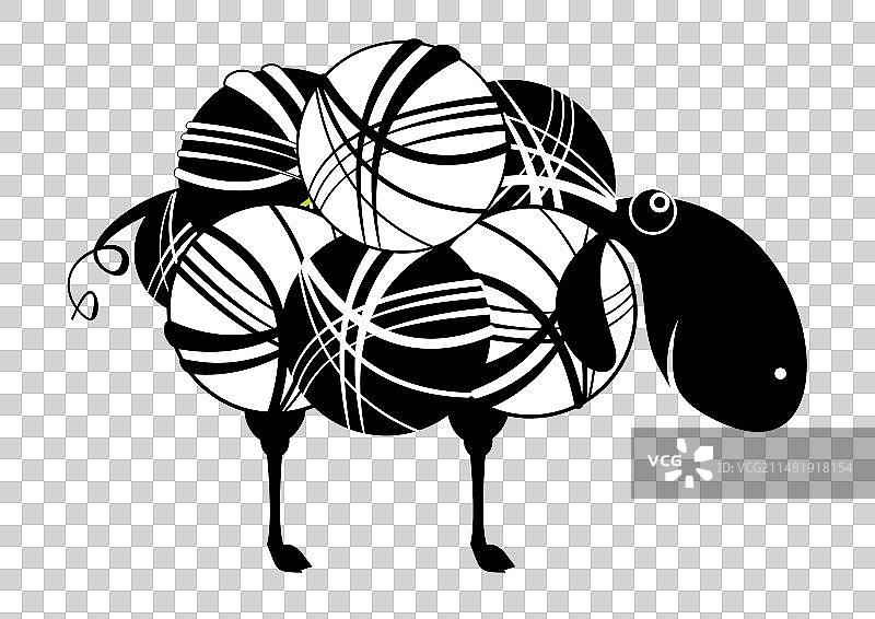 绵羊是羊毛球制成的羊图片素材