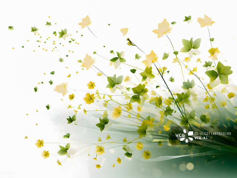 【AI数字艺术】绿色植物喷发图片素材