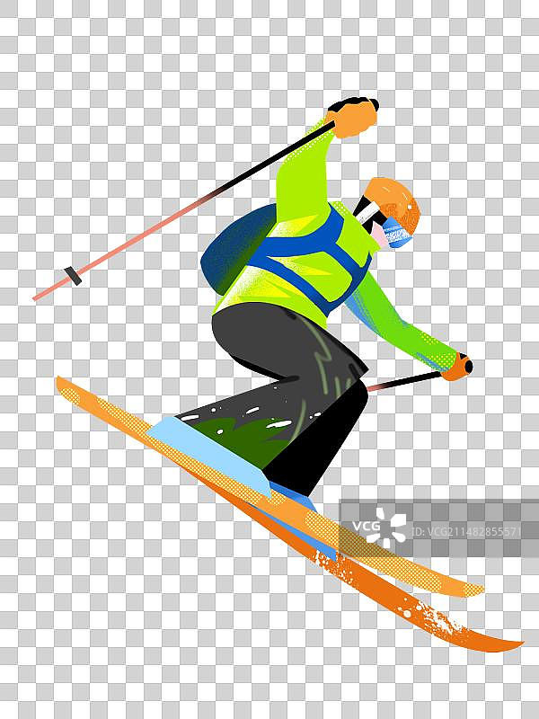 免扣冬季滑雪人物运动元素图片素材