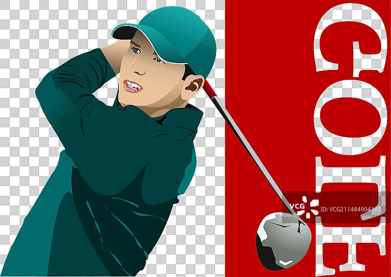 高尔夫俱乐部背景与高尔夫球手男子形象3d图片素材