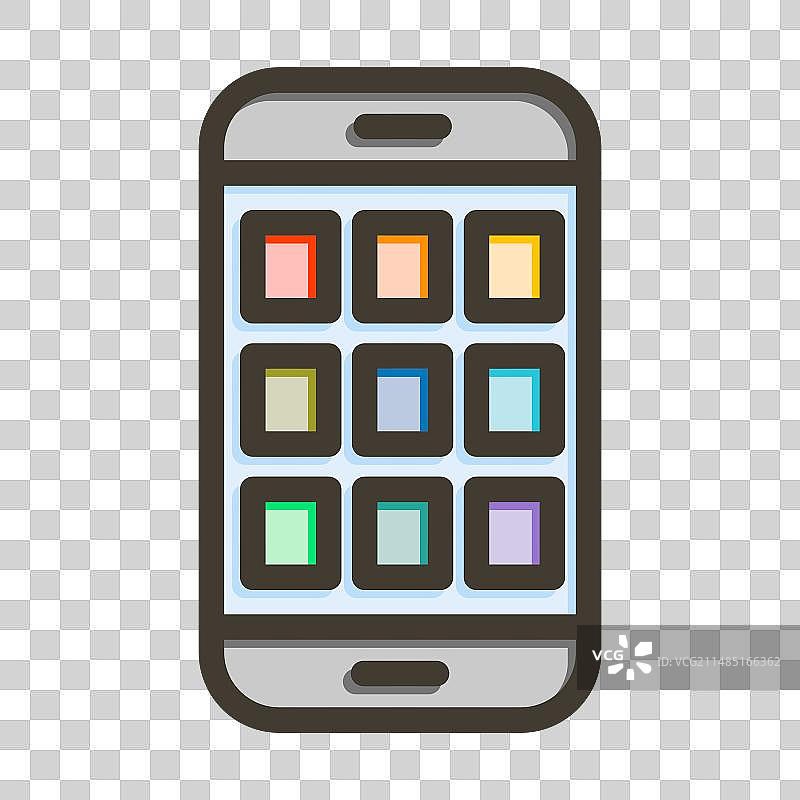 手机应用粗线填充颜色图标为图片素材