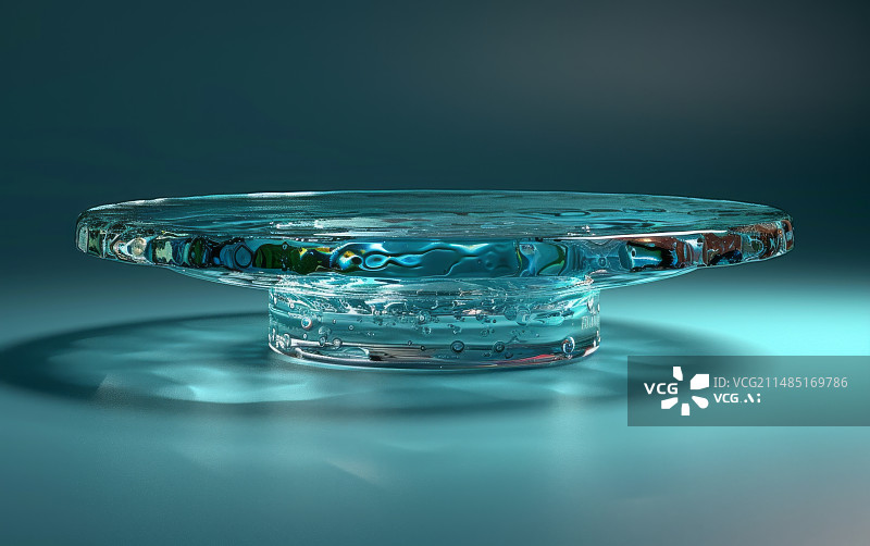 【AI数字艺术】绿色3D玻璃效果的电商产品展示背景图片素材