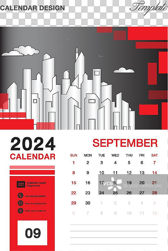 日历2024设计模板- 2024年9月图片素材