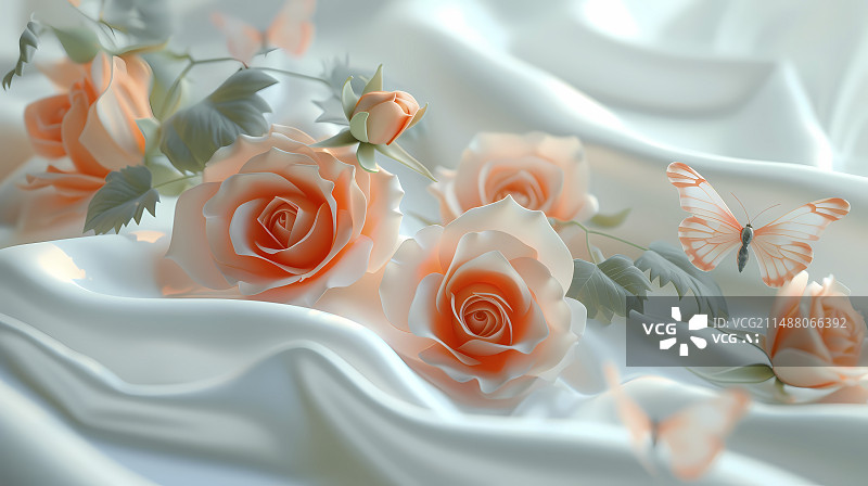 【AI数字艺术】数码丝绸花朵抽象图形海报网页PPT背景图片素材