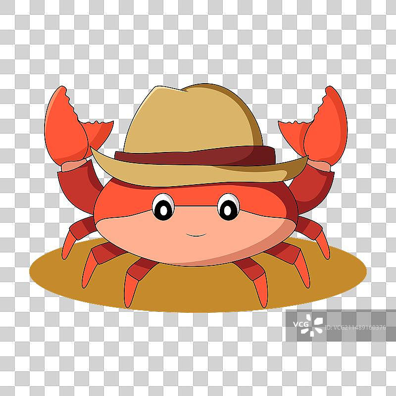 可爱的螃蟹戴着帽子图片素材