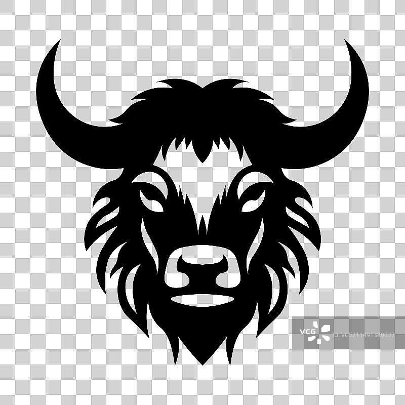 白色背景上的黑色牦牛头图标图片素材