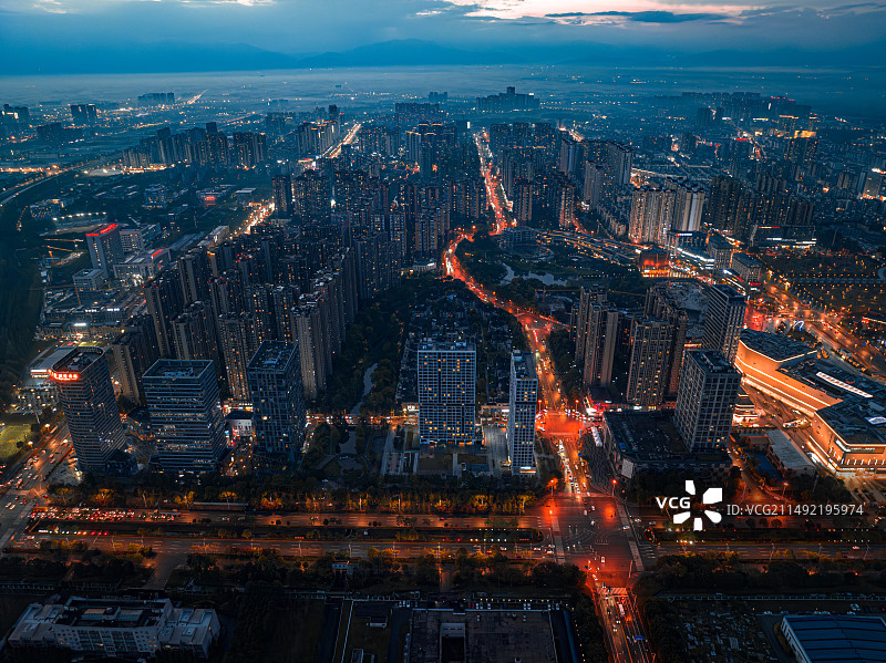 成都市郫都区夜景图片素材
