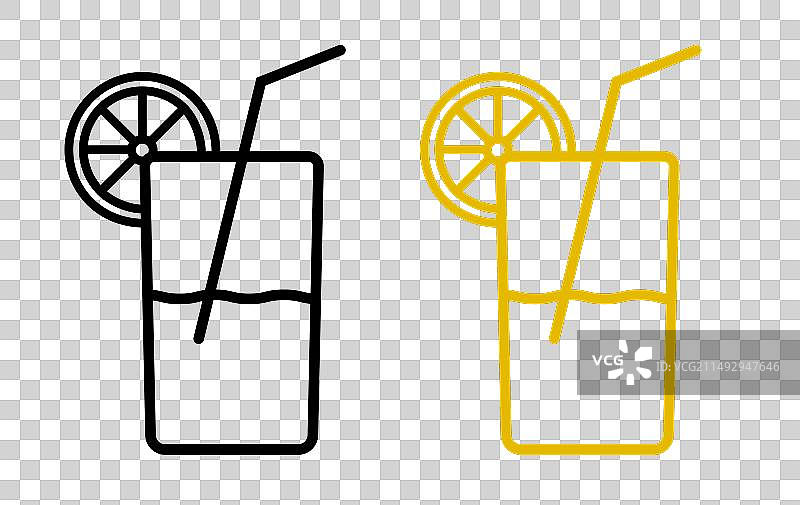 柠檬水图标集果汁玻璃新鲜符号于一体图片素材